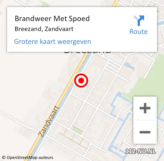 Locatie op kaart van de 112 melding: Brandweer Met Spoed Naar Breezand, Zandvaart op 5 mei 2022 01:46