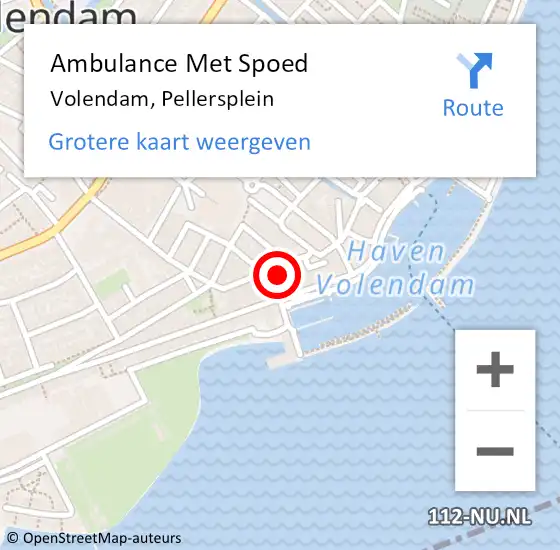 Locatie op kaart van de 112 melding: Ambulance Met Spoed Naar Volendam, Pellersplein op 5 mei 2022 03:18