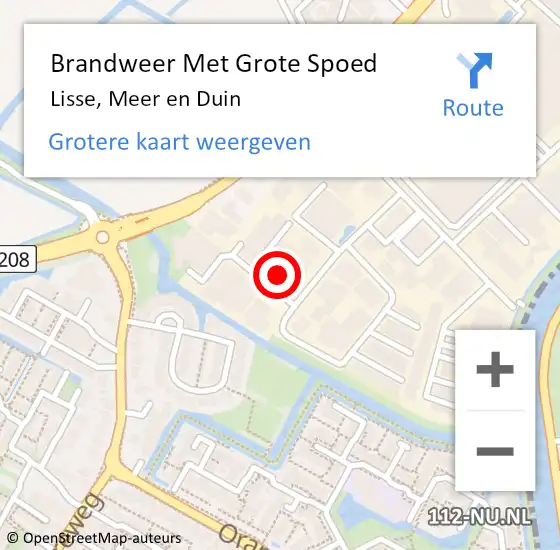 Locatie op kaart van de 112 melding: Brandweer Met Grote Spoed Naar Lisse, Meer en Duin op 5 mei 2022 04:04