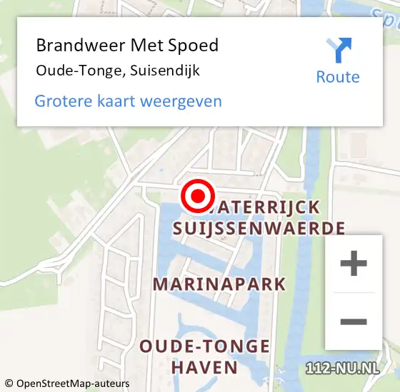 Locatie op kaart van de 112 melding: Brandweer Met Spoed Naar Oude-Tonge, Suisendijk op 5 mei 2022 04:16