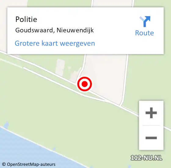 Locatie op kaart van de 112 melding: Politie Goudswaard, Nieuwendijk op 5 mei 2022 04:39