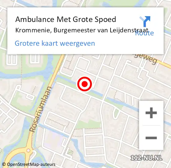 Locatie op kaart van de 112 melding: Ambulance Met Grote Spoed Naar Krommenie, Burgemeester van Leijdenstraat op 5 mei 2022 04:53