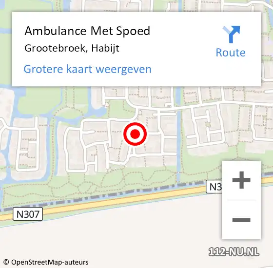 Locatie op kaart van de 112 melding: Ambulance Met Spoed Naar Grootebroek, Habijt op 5 mei 2022 04:57