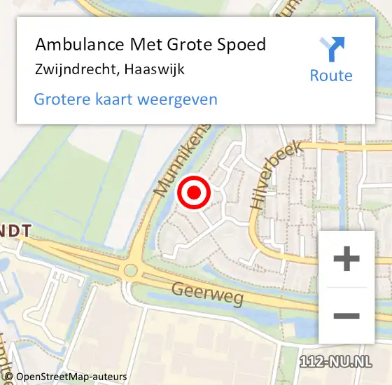 Locatie op kaart van de 112 melding: Ambulance Met Grote Spoed Naar Zwijndrecht, Haaswijk op 5 mei 2022 05:47