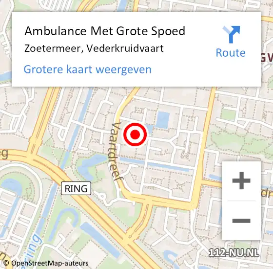 Locatie op kaart van de 112 melding: Ambulance Met Grote Spoed Naar Zoetermeer, Vederkruidvaart op 5 mei 2022 05:52