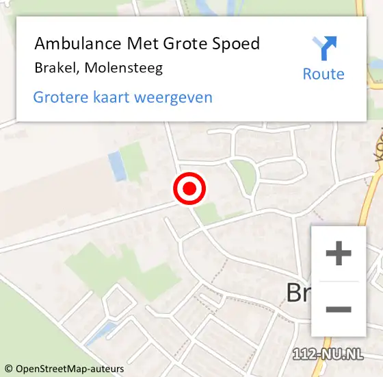 Locatie op kaart van de 112 melding: Ambulance Met Grote Spoed Naar Brakel, Molensteeg op 5 mei 2022 06:02