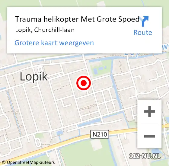 Locatie op kaart van de 112 melding: Trauma helikopter Met Grote Spoed Naar Lopik, Churchill-laan op 5 mei 2022 06:04