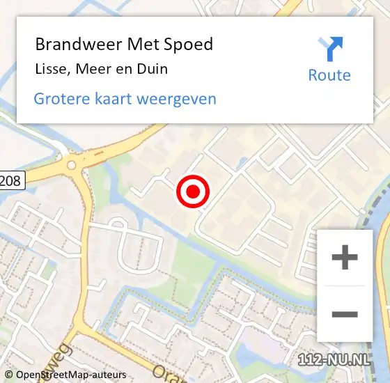 Locatie op kaart van de 112 melding: Brandweer Met Spoed Naar Lisse, Meer en Duin op 5 mei 2022 06:24