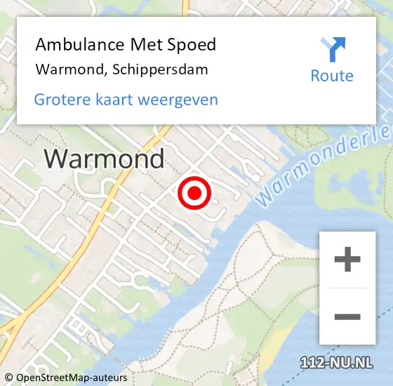 Locatie op kaart van de 112 melding: Ambulance Met Spoed Naar Warmond, Schippersdam op 5 mei 2022 06:37