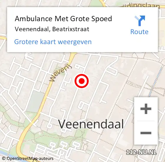 Locatie op kaart van de 112 melding: Ambulance Met Grote Spoed Naar Veenendaal, Beatrixstraat op 5 mei 2022 06:58