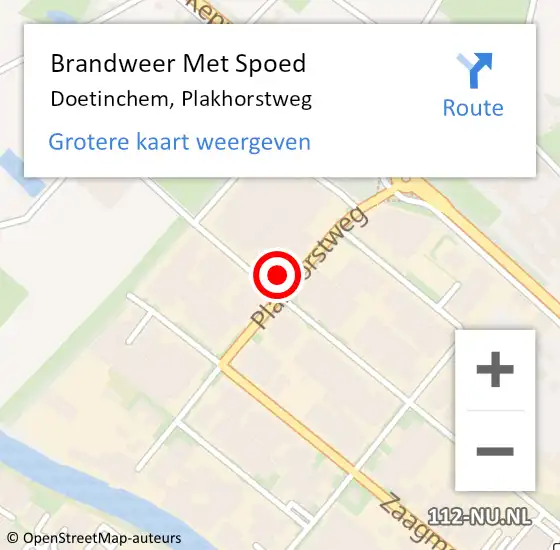 Locatie op kaart van de 112 melding: Brandweer Met Spoed Naar Doetinchem, Plakhorstweg op 5 mei 2022 07:02