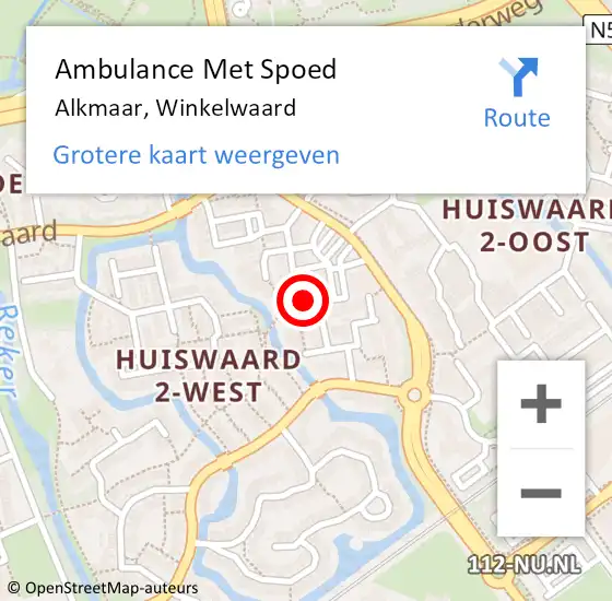 Locatie op kaart van de 112 melding: Ambulance Met Spoed Naar Alkmaar, Winkelwaard op 5 mei 2022 07:16