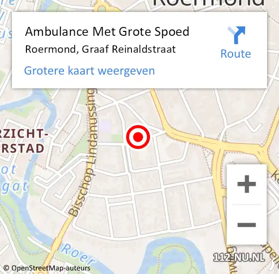 Locatie op kaart van de 112 melding: Ambulance Met Grote Spoed Naar Roermond, Graaf Reinaldstraat op 5 mei 2022 07:25