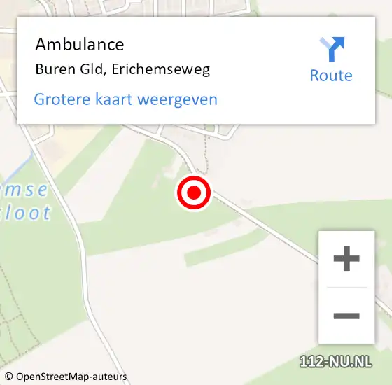 Locatie op kaart van de 112 melding: Ambulance Buren Gld, Erichemseweg op 16 juli 2014 13:34