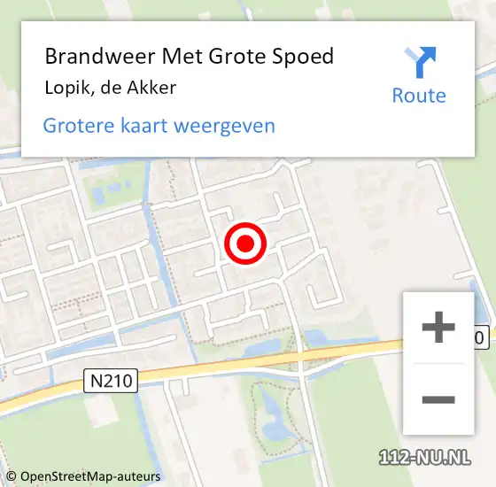 Locatie op kaart van de 112 melding: Brandweer Met Grote Spoed Naar Lopik, de Akker op 5 mei 2022 08:30
