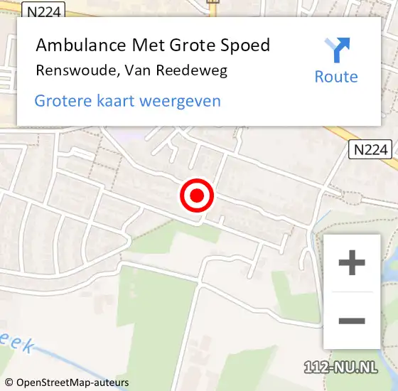 Locatie op kaart van de 112 melding: Ambulance Met Grote Spoed Naar Renswoude, Van Reedeweg op 16 juli 2014 13:40