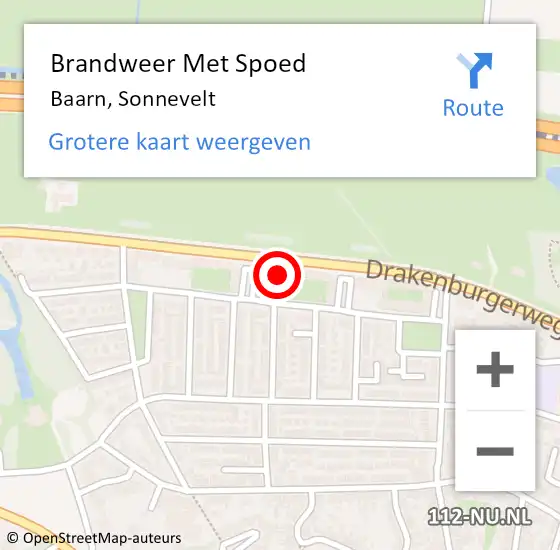 Locatie op kaart van de 112 melding: Brandweer Met Spoed Naar Baarn, Sonnevelt op 5 mei 2022 09:07