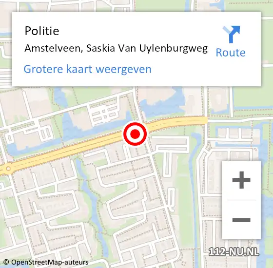 Locatie op kaart van de 112 melding: Politie Amstelveen, Saskia Van Uylenburgweg op 16 juli 2014 13:41