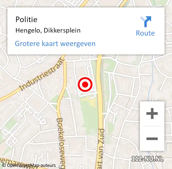 Locatie op kaart van de 112 melding: Politie Hengelo, Dikkersplein op 5 mei 2022 09:28