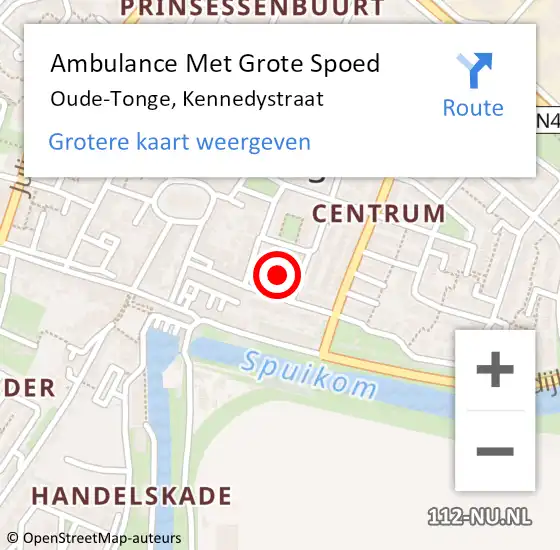 Locatie op kaart van de 112 melding: Ambulance Met Grote Spoed Naar Oude-Tonge, Kennedystraat op 5 mei 2022 09:30