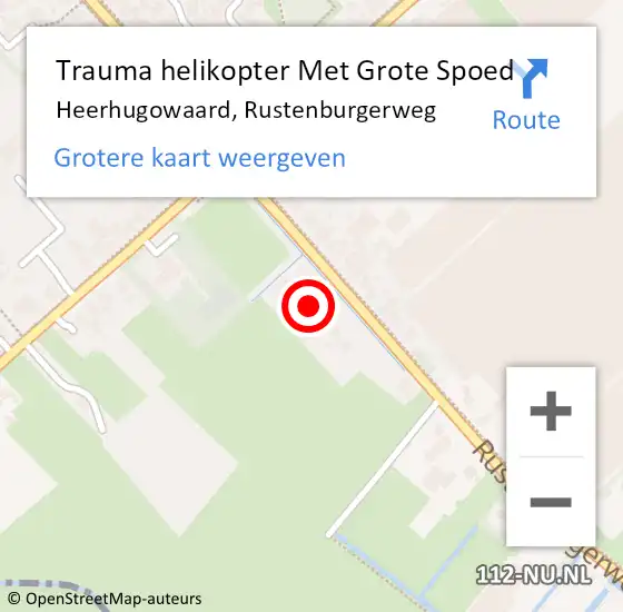 Locatie op kaart van de 112 melding: Trauma helikopter Met Grote Spoed Naar Heerhugowaard, Rustenburgerweg op 5 mei 2022 09:30