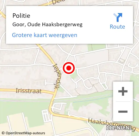 Locatie op kaart van de 112 melding: Politie Goor, Oude Haaksbergerweg op 5 mei 2022 09:33
