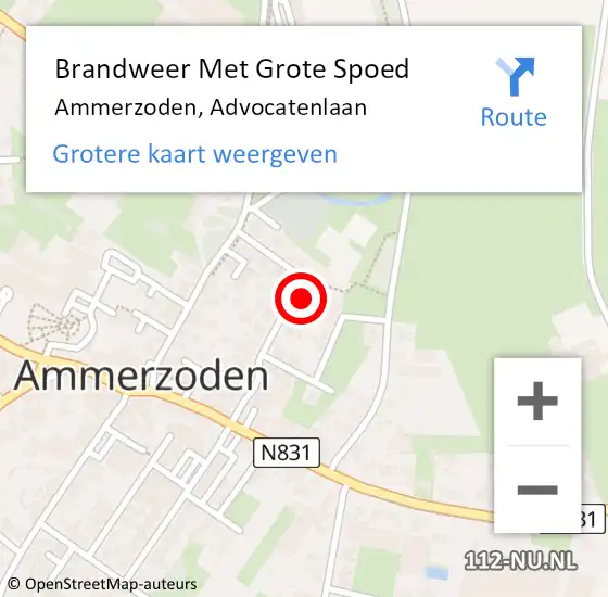 Locatie op kaart van de 112 melding: Brandweer Met Grote Spoed Naar Ammerzoden, Advocatenlaan op 5 mei 2022 09:34