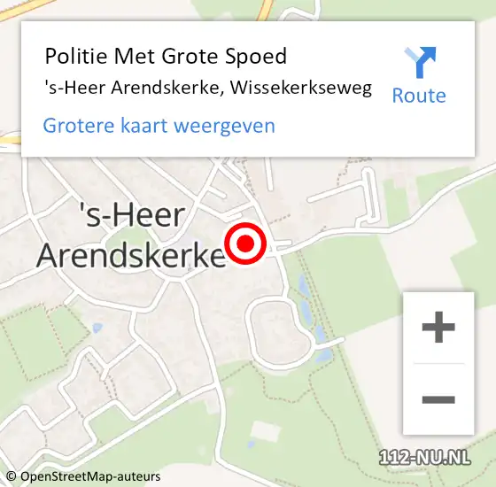 Locatie op kaart van de 112 melding: Politie Met Grote Spoed Naar 's-Heer Arendskerke, Wissekerkseweg op 5 mei 2022 09:37
