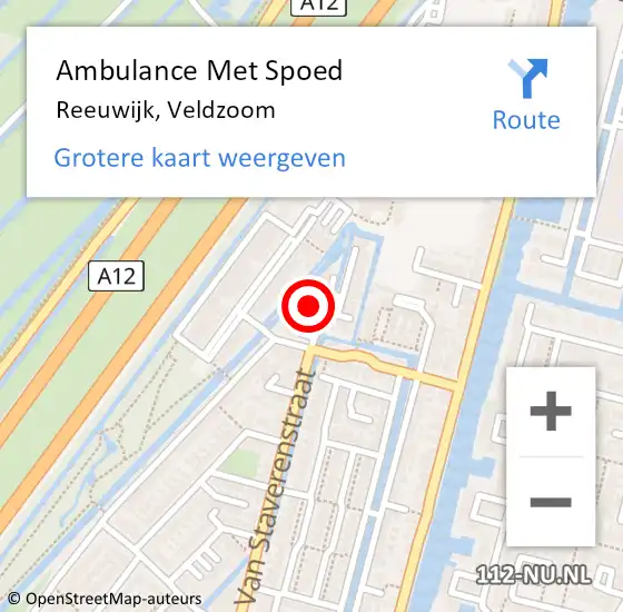 Locatie op kaart van de 112 melding: Ambulance Met Spoed Naar Reeuwijk, Veldzoom op 5 mei 2022 09:41