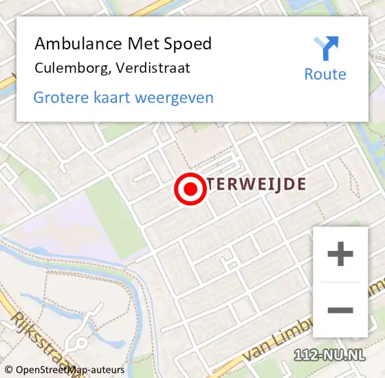 Locatie op kaart van de 112 melding: Ambulance Met Spoed Naar Culemborg, Verdistraat op 5 mei 2022 09:44