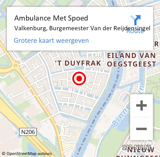 Locatie op kaart van de 112 melding: Ambulance Met Spoed Naar Valkenburg, Burgemeester Van der Reijdensingel op 5 mei 2022 09:46
