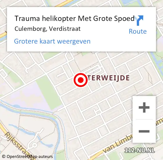 Locatie op kaart van de 112 melding: Trauma helikopter Met Grote Spoed Naar Culemborg, Verdistraat op 5 mei 2022 09:47