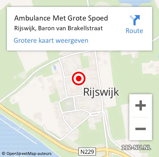 Locatie op kaart van de 112 melding: Ambulance Met Grote Spoed Naar Rijswijk, Baron van Brakellstraat op 5 mei 2022 09:50