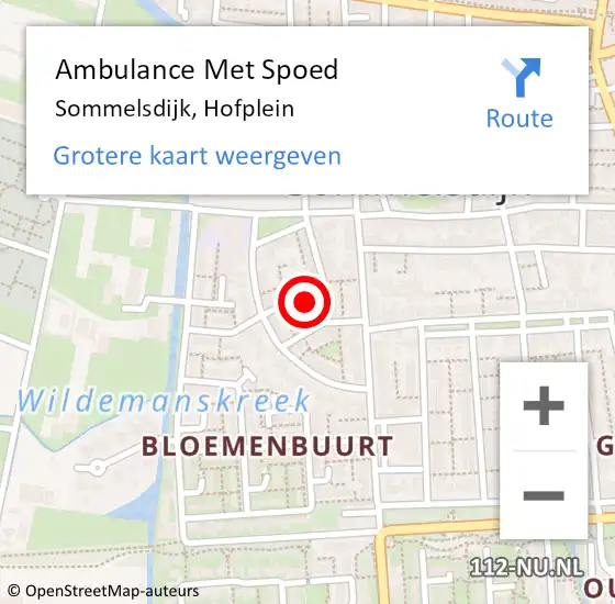 Locatie op kaart van de 112 melding: Ambulance Met Spoed Naar Sommelsdijk, Hofplein op 5 mei 2022 09:53
