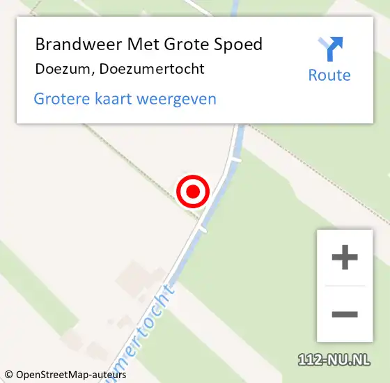 Locatie op kaart van de 112 melding: Brandweer Met Grote Spoed Naar Doezum, Doezumertocht op 5 mei 2022 10:01