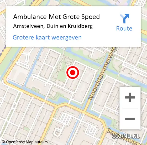 Locatie op kaart van de 112 melding: Ambulance Met Grote Spoed Naar Amstelveen, Duin en Kruidberg op 5 mei 2022 10:08