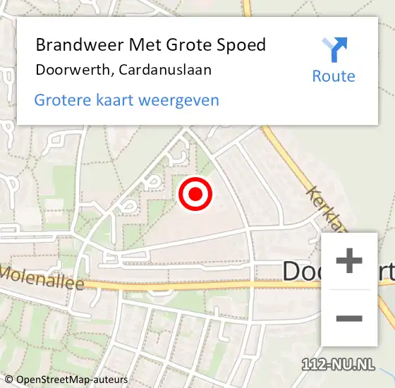 Locatie op kaart van de 112 melding: Brandweer Met Grote Spoed Naar Doorwerth, Cardanuslaan op 5 mei 2022 10:45