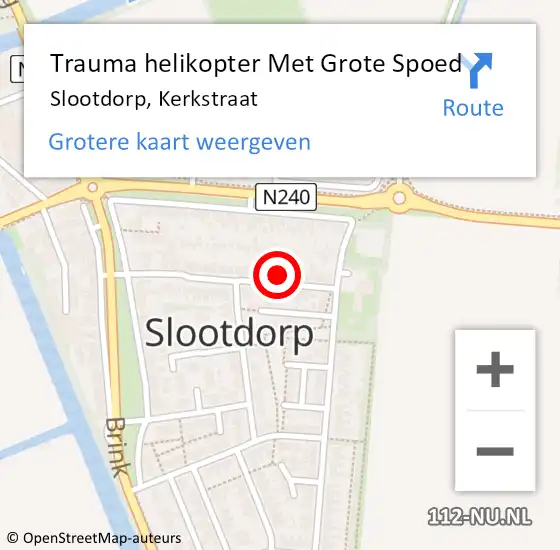 Locatie op kaart van de 112 melding: Trauma helikopter Met Grote Spoed Naar Slootdorp, Kerkstraat op 5 mei 2022 10:51