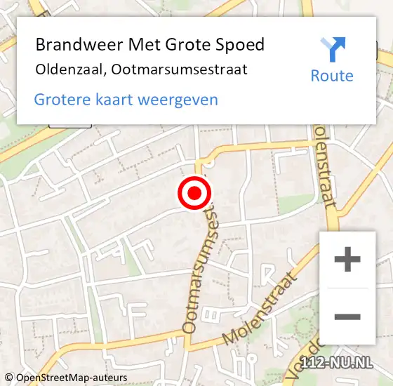 Locatie op kaart van de 112 melding: Brandweer Met Grote Spoed Naar Oldenzaal, Ootmarsumsestraat op 5 mei 2022 11:01