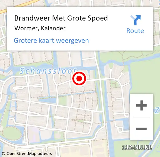 Locatie op kaart van de 112 melding: Brandweer Met Grote Spoed Naar Wormer, Kalander op 5 mei 2022 11:16