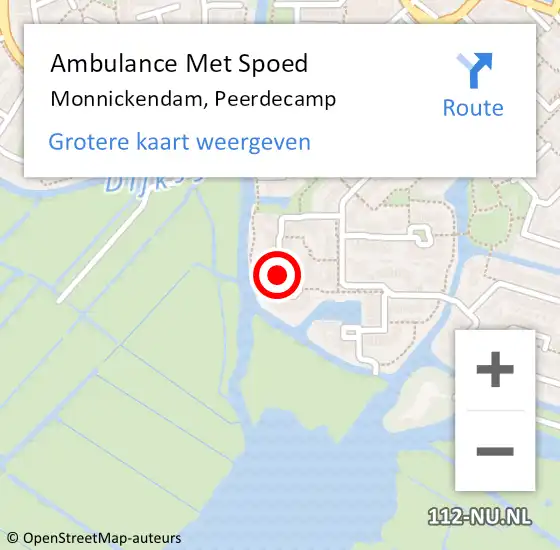 Locatie op kaart van de 112 melding: Ambulance Met Spoed Naar Monnickendam, Peerdecamp op 5 mei 2022 11:30