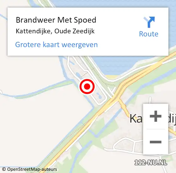 Locatie op kaart van de 112 melding: Brandweer Met Spoed Naar Kattendijke, Oude Zeedijk op 5 mei 2022 11:33