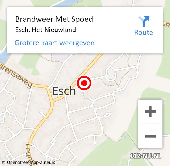 Locatie op kaart van de 112 melding: Brandweer Met Spoed Naar Esch, Het Nieuwland op 5 mei 2022 11:39