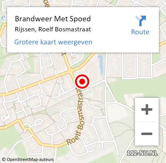 Locatie op kaart van de 112 melding: Brandweer Met Spoed Naar Rijssen, Roelf Bosmastraat op 5 mei 2022 11:47