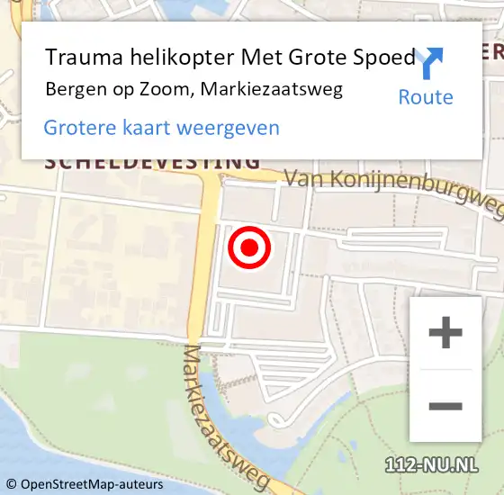 Locatie op kaart van de 112 melding: Trauma helikopter Met Grote Spoed Naar Bergen op Zoom, Markiezaatsweg op 5 mei 2022 11:59