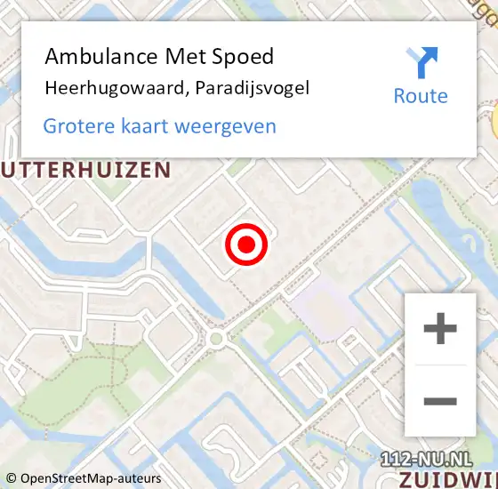 Locatie op kaart van de 112 melding: Ambulance Met Spoed Naar Heerhugowaard, Paradijsvogel op 5 mei 2022 12:09