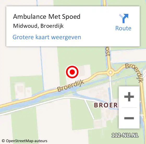 Locatie op kaart van de 112 melding: Ambulance Met Spoed Naar Midwoud, Broerdijk op 5 mei 2022 12:24
