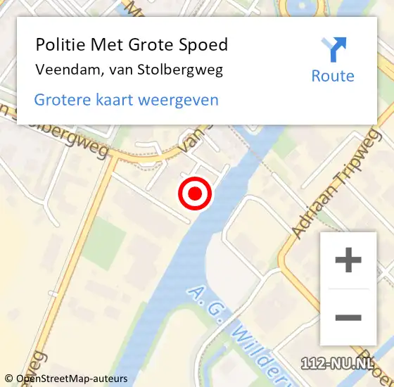 Locatie op kaart van de 112 melding: Politie Met Grote Spoed Naar Veendam, van Stolbergweg op 5 mei 2022 12:28