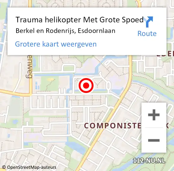 Locatie op kaart van de 112 melding: Trauma helikopter Met Grote Spoed Naar Berkel en Rodenrijs, Esdoornlaan op 5 mei 2022 12:28