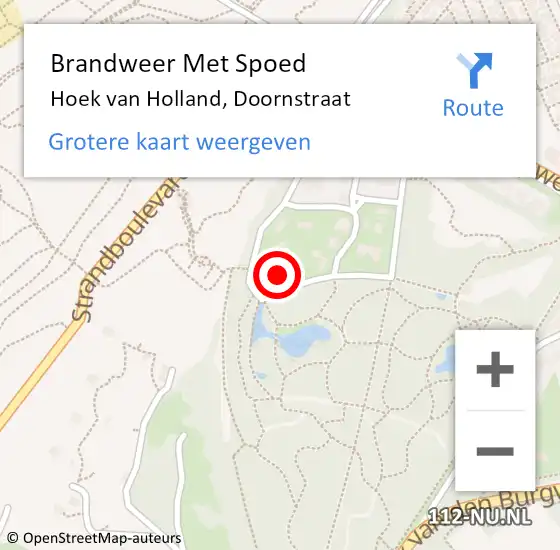 Locatie op kaart van de 112 melding: Brandweer Met Spoed Naar Hoek van Holland, Doornstraat op 5 mei 2022 12:29